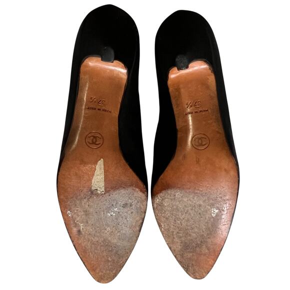 Chanel Black Interlocking CC Logo Nylon Pumps, US7.5,/T37.5 - Picture 9 of 15